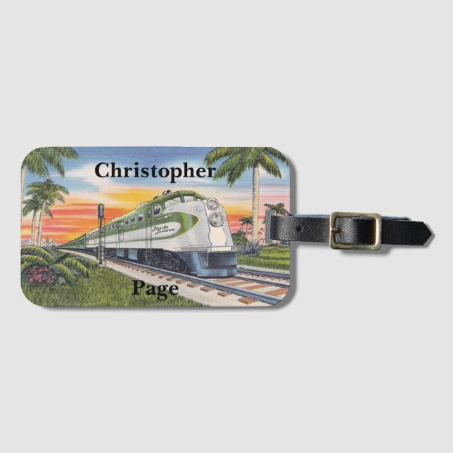 Gepäckanhänger klassischer Zug Postkarte (Vorderseite (Horizontal))