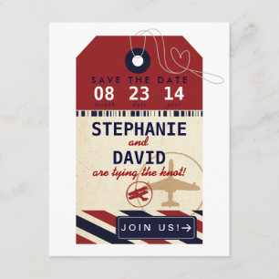 Gepäckanhänger Luftpost Zielort Hochzeit Termin me Save The Date