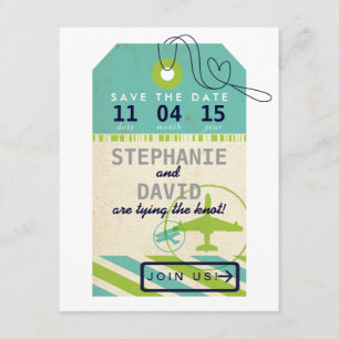 Gepäckanhänger Luftpost Zielort Hochzeit Termin me Save The Date
