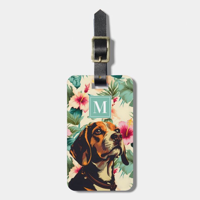 Gepäckanhänger mit Beagle-Motiv (Vorderseite vertikal)