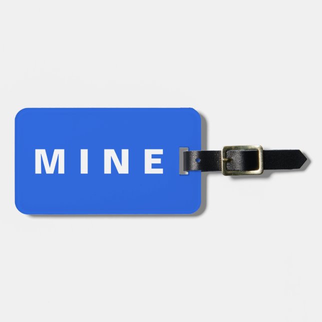 Gepäckanhänger mit dem Aufkleber "Mine" (Vorderseite horizontal)