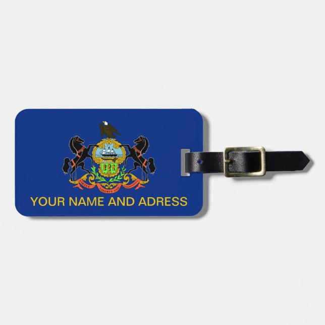 Gepäckanhänger mit der Flagge von Pennsylvania, US (Vorderseite horizontal)