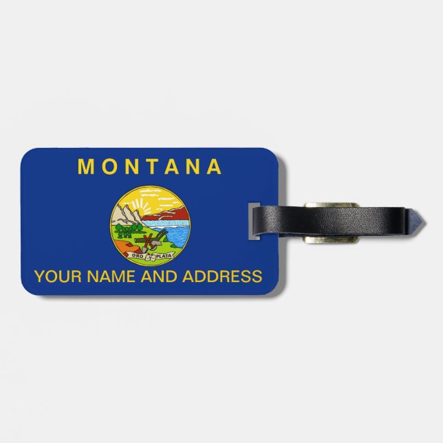 Gepäckanhänger mit Flagge Montana, USA (Rückseite horizontal)