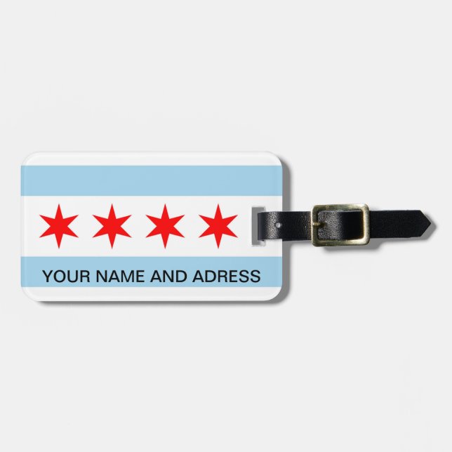 Gepäckanhänger mit Flagge von Chicago, Illinois, U (Vorderseite horizontal)