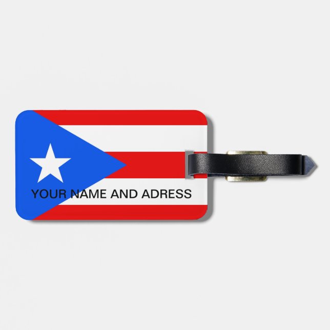 Gepäckanhänger mit Flagge von Puerto Rico, USA (Rückseite horizontal)