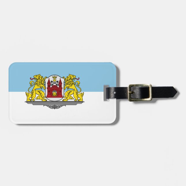 Gepäckanhänger mit Flagge von Riga, Lettland (Vorderseite horizontal)