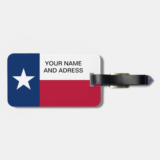Gepäckanhänger mit Flagge von Texas, USA (Rückseite horizontal)