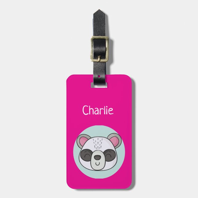 Gepäckanhänger mit Pinguin-Cartoon (Vorderseite vertikal)