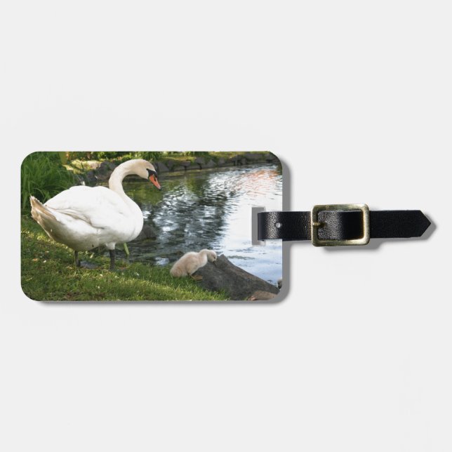 Gepäckanhänger mit Schwanz- und Cygnet mit Ledergu (Vorderseite horizontal)
