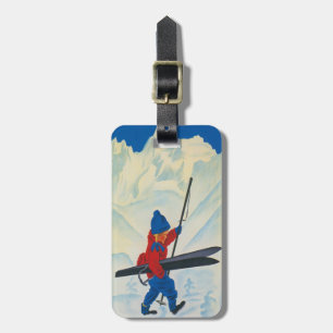 Gepäckanhänger mit süßem Vintage-Ski-Motiv