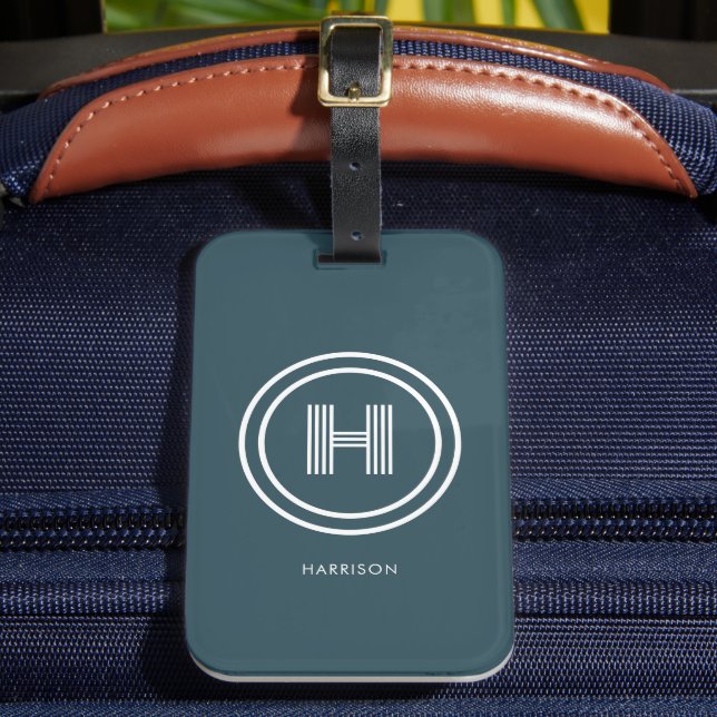 Gepäckanhänger | Modernes einfaches Monogramm (Vorderseite Insitu 2)