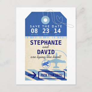 Gepäckanhänger Vintage Zielort Hochzeit Termin mer Save The Date