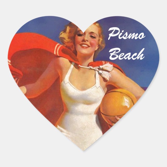 Gepäckaufkleber Reisebriefe Retro-Szene Herz-Aufkleber (Vorderseite)