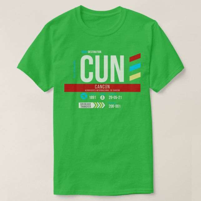 Gepäckmarke 2 von Cancun CUN Airport Code T-Shirt (Design vorne)