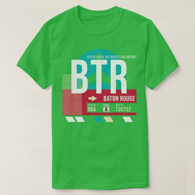 Gepäckmarke Baton Rouge BTR Airport Code T-Shirt (Design vorne)