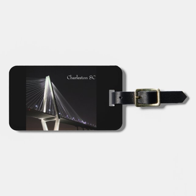 Gepäckmarke, Bridge bei Nacht Charleston SC Gepäckanhänger (Vorderseite horizontal)