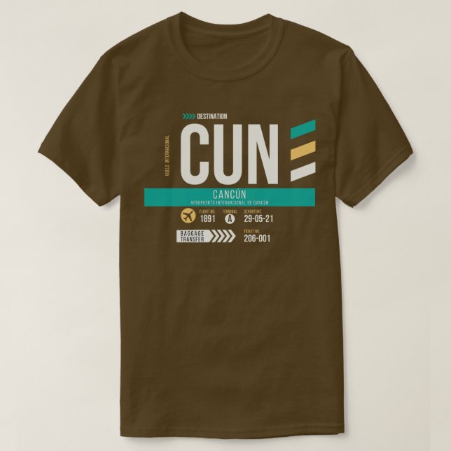 Gepäckmarke CUN Airport Code T-Shirt (Design vorne)