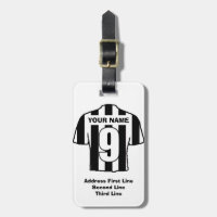 Gepäckmarke für Fußball - mit Schwarz-Weiß-Shirt