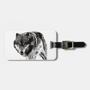 Gepäckmarke für Schwarz-Weiß-Wolf Gepäckanhänger