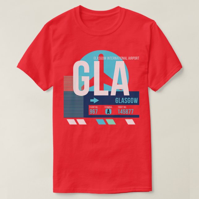 Gepäckmarke Glasgow GLA Airport Code T-Shirt (Design vorne)