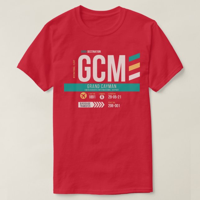 Gepäckmarke Grand Cayman GCM Airport Code T-Shirt (Design vorne)