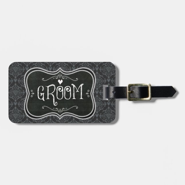 Gepäckmarke "Groom's Damask Blackboard" Gepäckanhänger (Vorderseite horizontal)