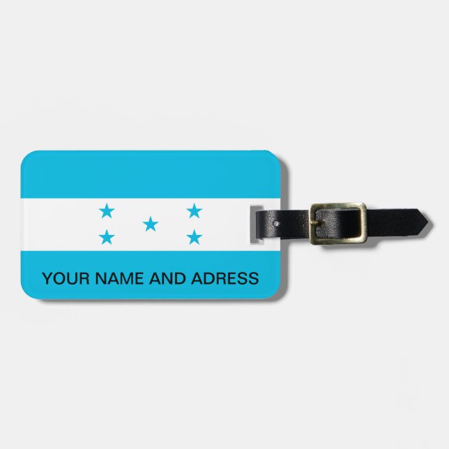 Gepäckmarke mit Flagge von Honduras Gepäckanhänger (Vorderseite horizontal)