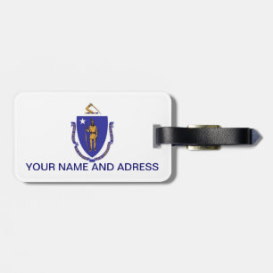 Gepäckmarke mit Flagge von Massachusetts, USA Gepäckanhänger