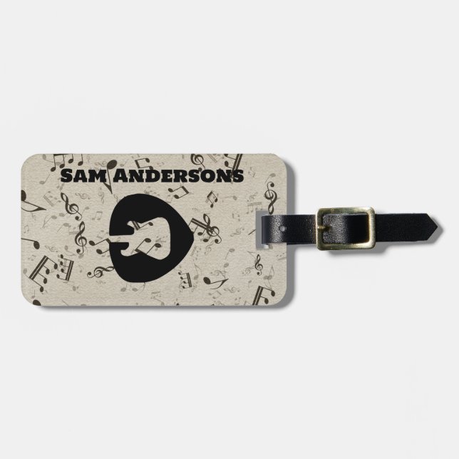 Gepäckmarke Rock and Roll Guitar Sound Wave Gepäckanhänger (Vorderseite horizontal)