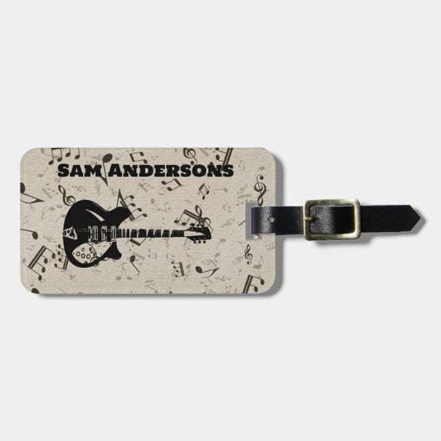 Gepäckmarke Rock and Roll Guitar Sound Wave Gepäckanhänger (Vorderseite horizontal)