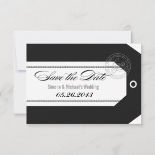 Gepäckmarke Speichern Sie die Daten klassisch schw Save The Date