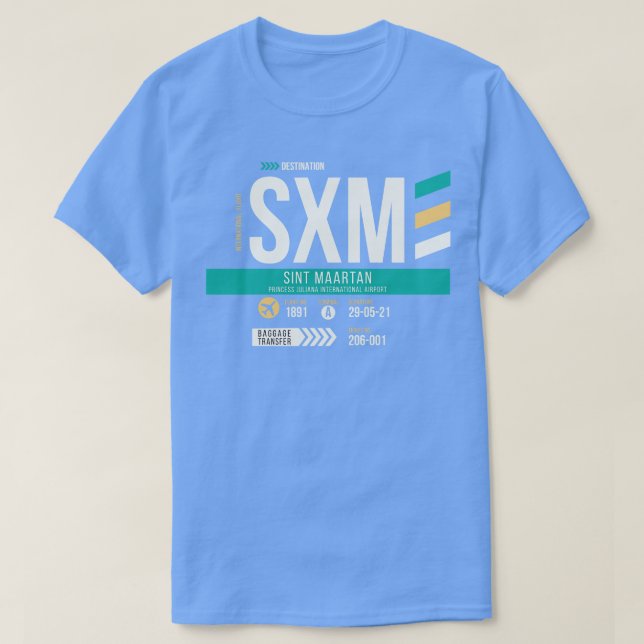 Gepäckmarke St Maarten SXM Airport Code T-Shirt (Design vorne)