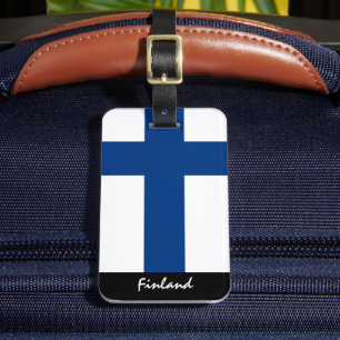 Gepäckmarken in Finnland, finnische Flagge Gepäckanhänger