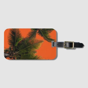 Gepäckmarken Palm Trees Orange Hintergrund Gepäckanhänger
