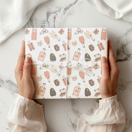 Gepäckmuster in Rosa und Braun Geschenkpapier