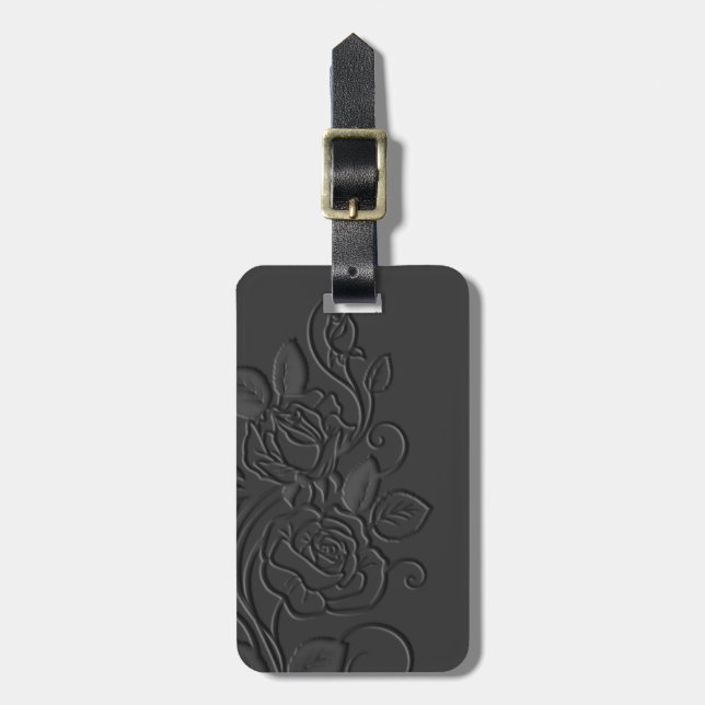 Gepäckstück mit eleganter Embossed-Rose Gepäckanhänger (Vorderseite vertikal)
