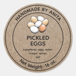 Gepackte Eier JAR Label Kraft Papier Entwurf Runder Aufkleber