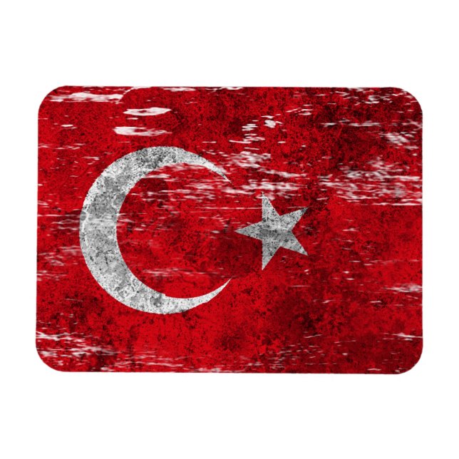 Gepackte und abgenutzte türkische Flagge Magnet (Horizontal)