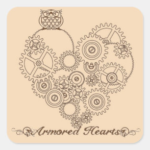 Gepanzerte Herzen Steampunk Aufkleber