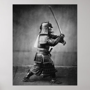 Gepanzerte Samurais mit Klinge und Dolch im Jahre Poster