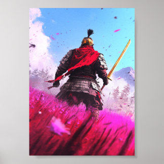 Gepanzerter Krieger mit rotem Schal Poster