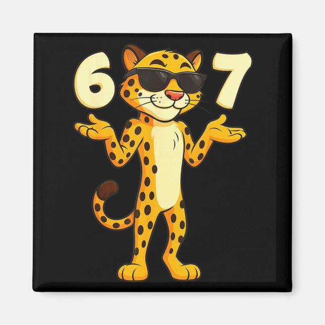 Gepard 67 Meme Lustig Kinder Jugendliche Gen Alpha Magnet (Vorne)