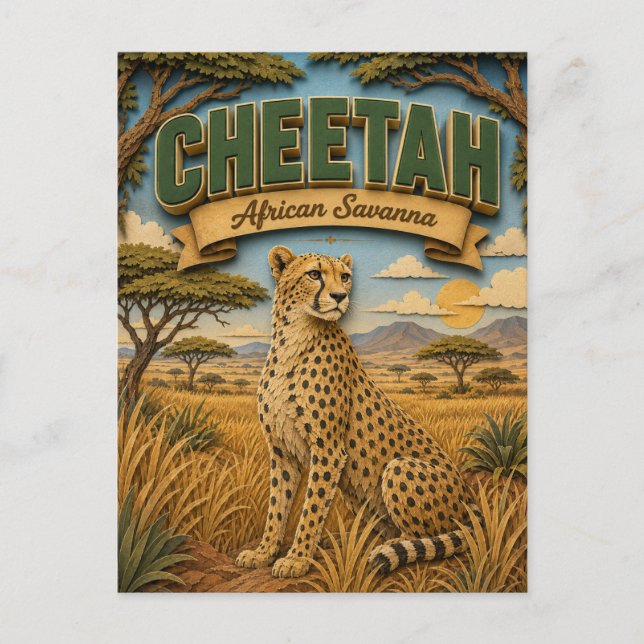 Gepard Afrikanische Savanne POPCUT Postkarte (Vorderseite)