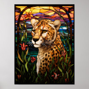 Gepard-Buntglas-Wildnis Poster