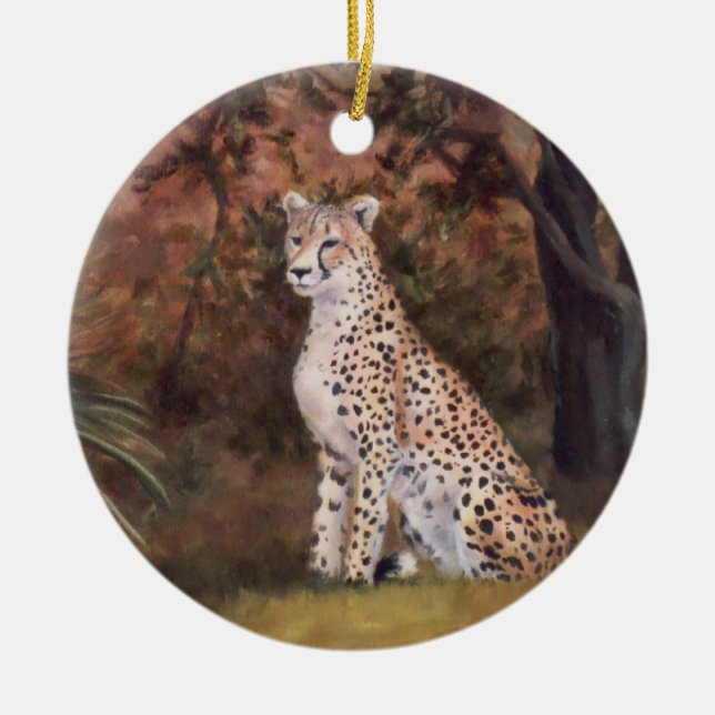 Gepard, der stolze Verzierung sitzt Keramik Ornament (Vorne)