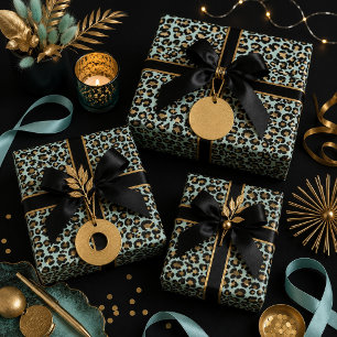 Gepard-Druck blauer Hintergrund Geschenkpapier Set