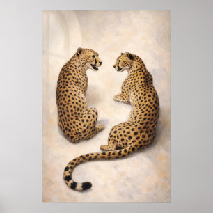 Gepard-Duo-Druck, maximalistische Tierwandkunst Poster