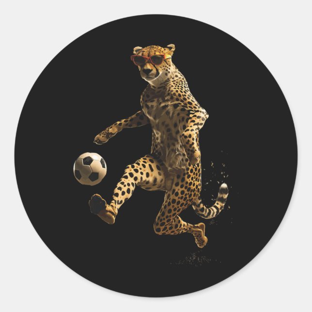 Gepard Fußball  Runder Aufkleber (Vorderseite)