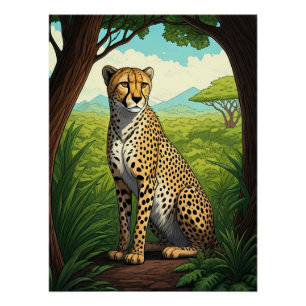 Gepard im üppigen Wald Poster