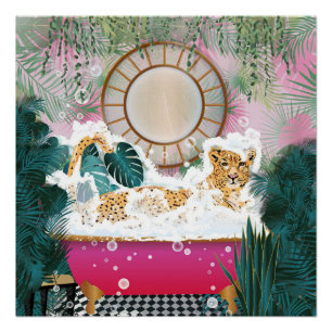 Gepard in der Badewanne, Tier-Badezimmer-Wandkunst Poster
